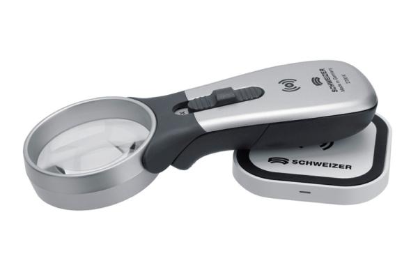 SCHWEIZER-Optik LED-Handleuchtlupe Tech-Line, Lichtfarbe 4500K, Aufladung per Induktion, incl. Ladepad